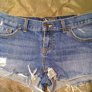 Pink Victoria Secret distressed denim shorts